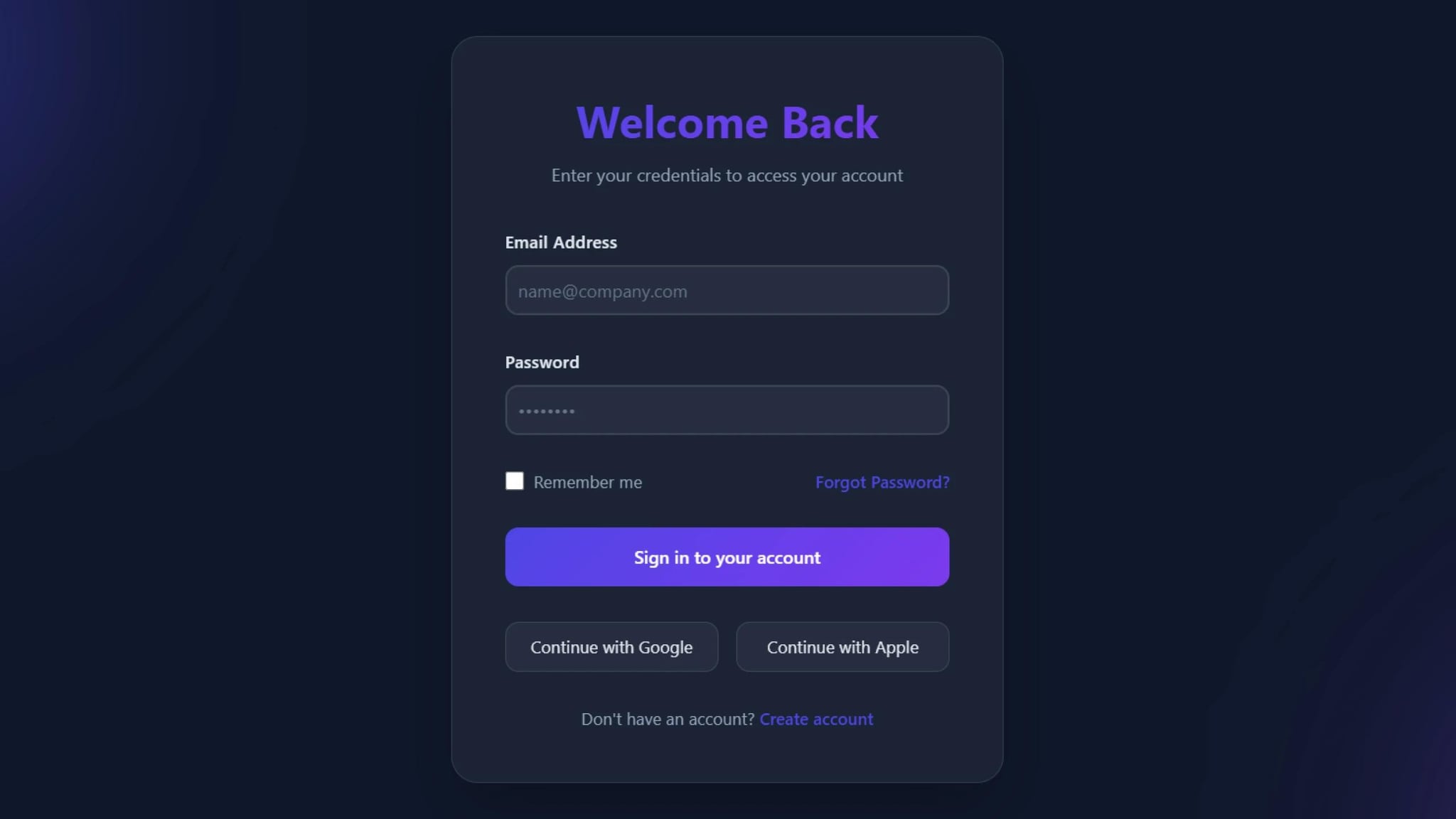 Login Form with Stylish UI and Animated Background